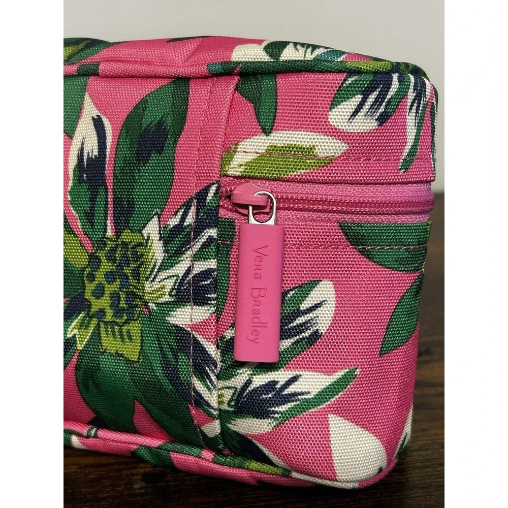 Vera Bradley medium cosmetic makeup bag Pink Tropical Paradise floral pattern